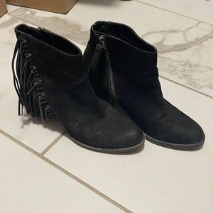 Dolce vita black booties with silver and black fringe